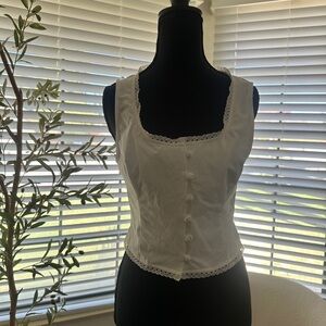 White Lace Trimmed Women's Top